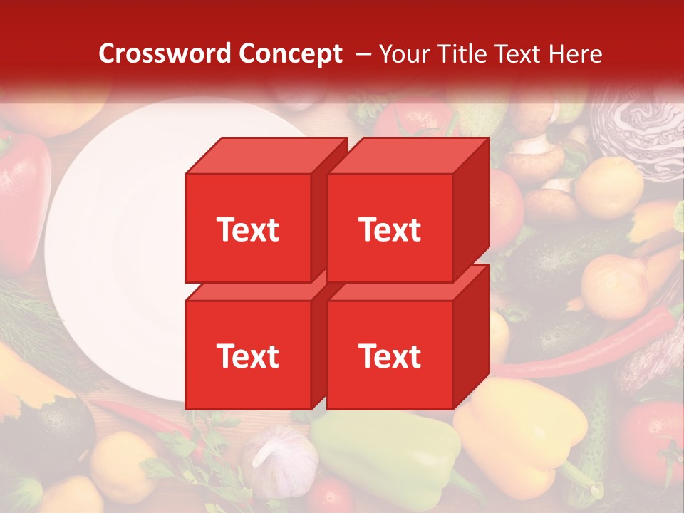 A White Plate Surrounded By Many Different Types Of Vegetables PowerPoint Template