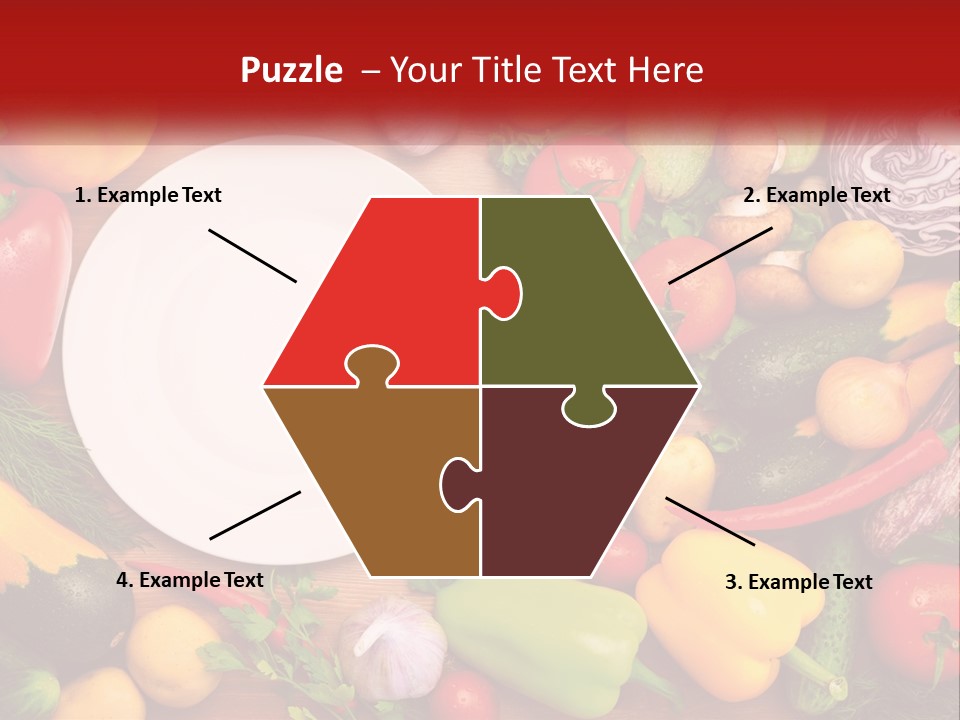 A White Plate Surrounded By Many Different Types Of Vegetables PowerPoint Template