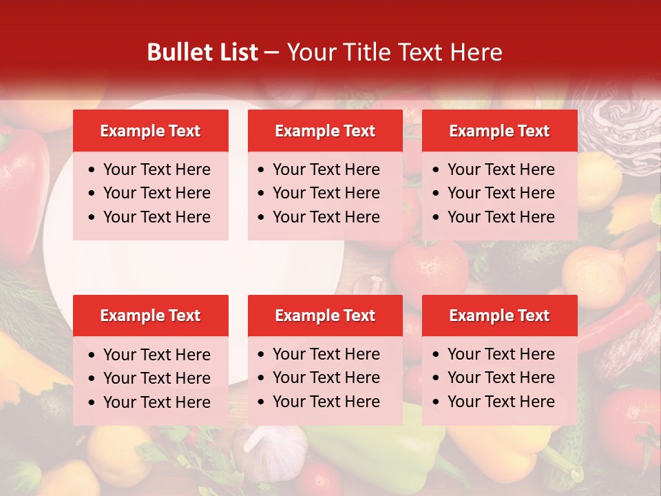A White Plate Surrounded By Many Different Types Of Vegetables PowerPoint Template