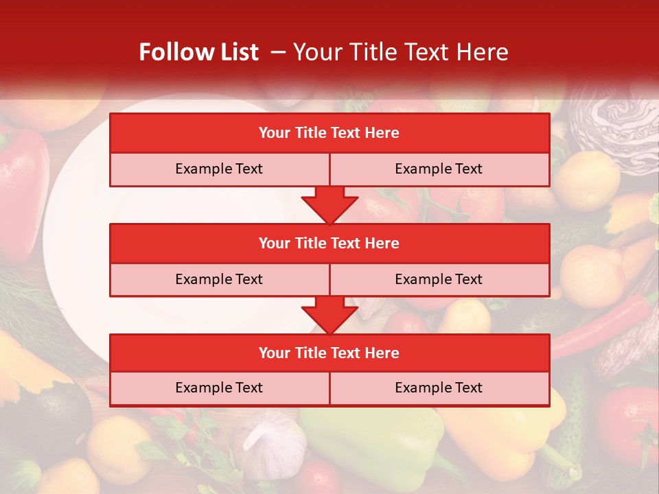 A White Plate Surrounded By Many Different Types Of Vegetables PowerPoint Template