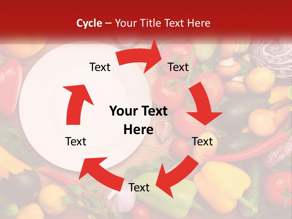 A White Plate Surrounded By Many Different Types Of Vegetables PowerPoint Template