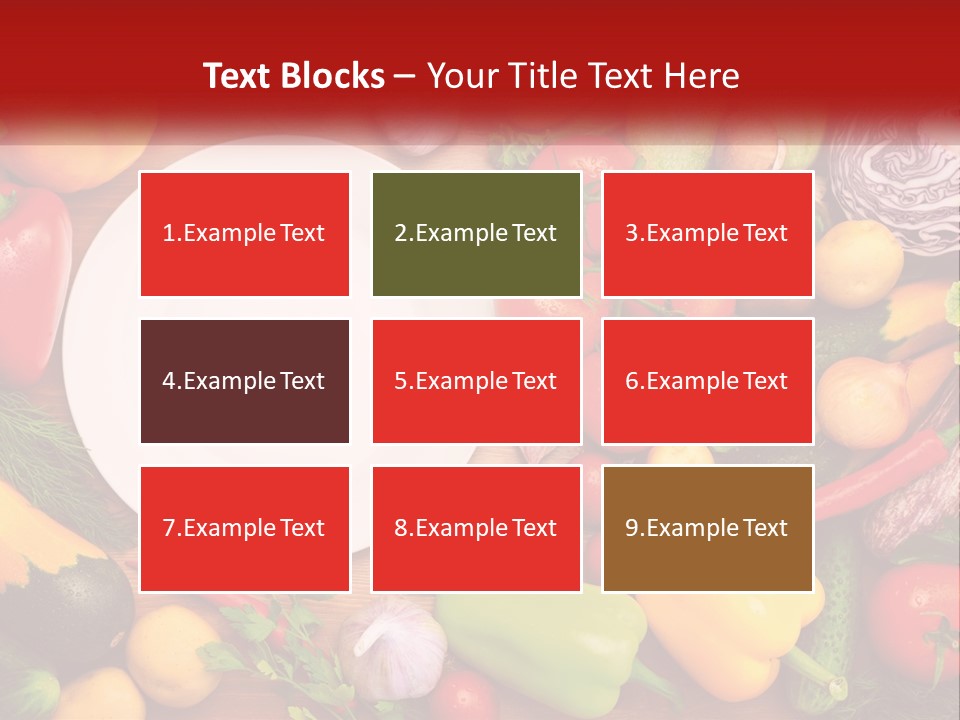 A White Plate Surrounded By Many Different Types Of Vegetables PowerPoint Template