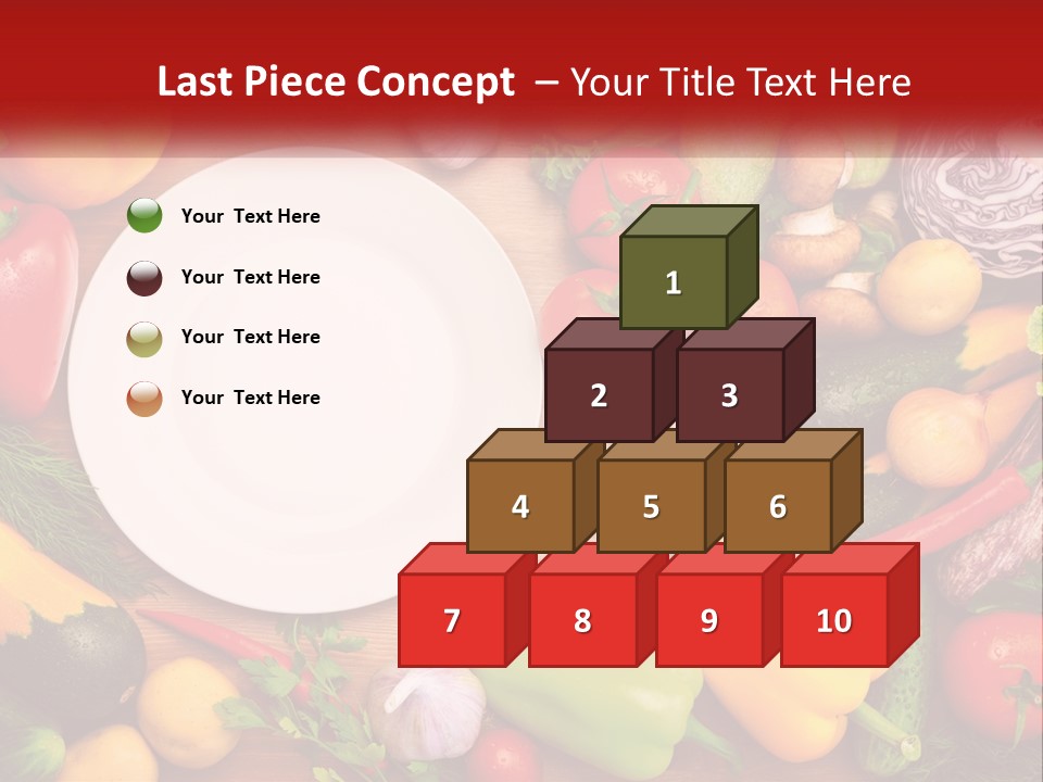 A White Plate Surrounded By Many Different Types Of Vegetables PowerPoint Template