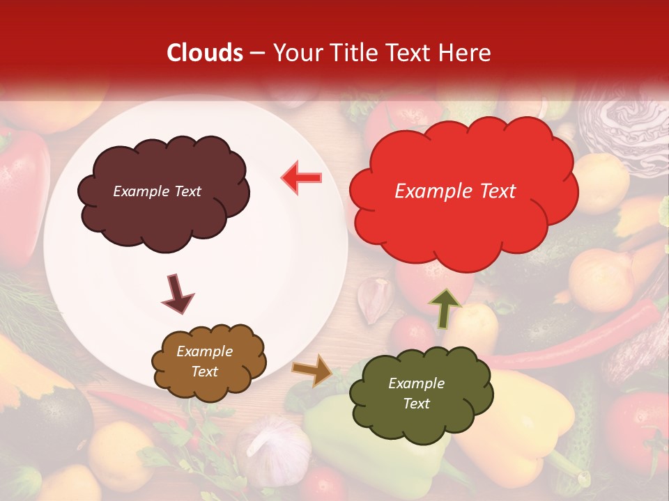 A White Plate Surrounded By Many Different Types Of Vegetables PowerPoint Template