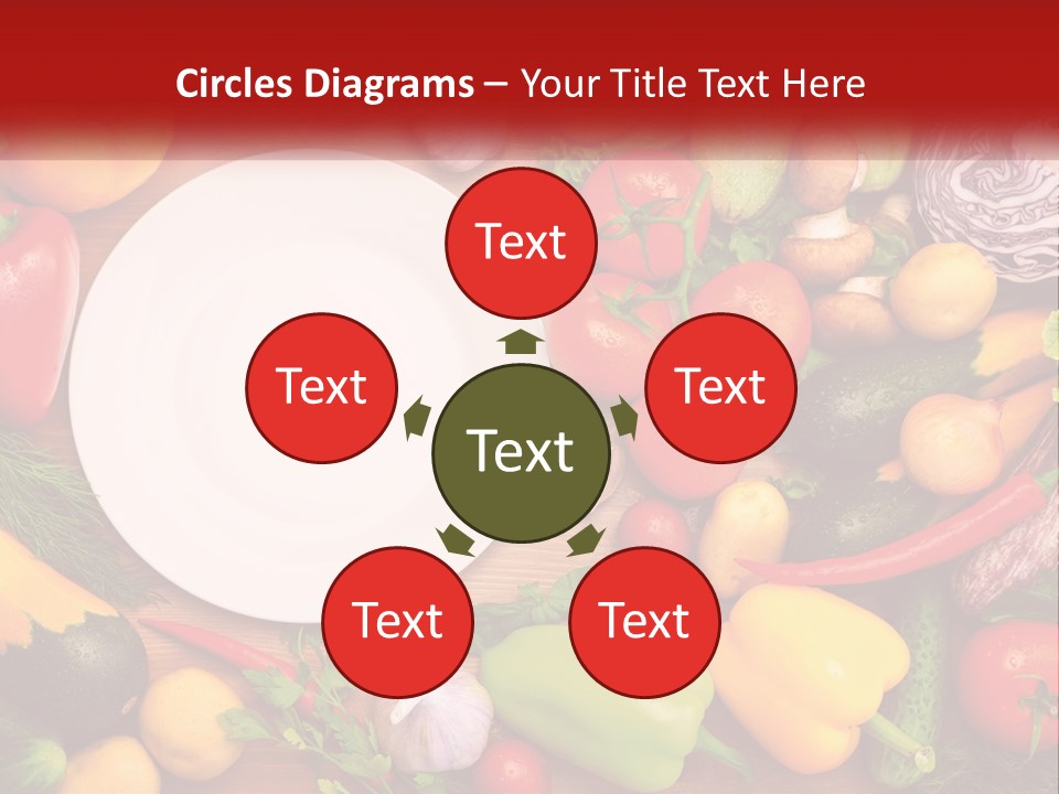 A White Plate Surrounded By Many Different Types Of Vegetables PowerPoint Template