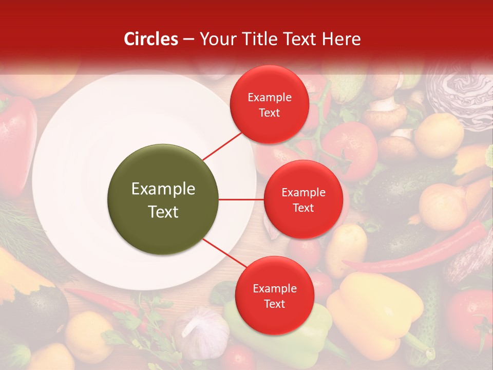 A White Plate Surrounded By Many Different Types Of Vegetables PowerPoint Template