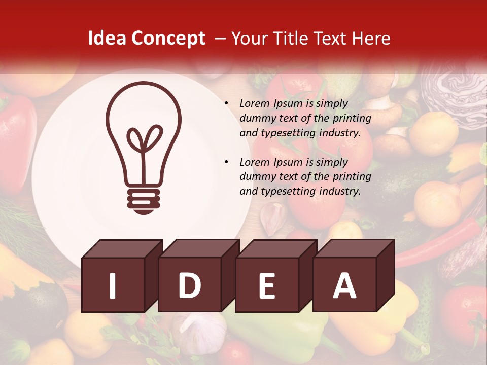 A White Plate Surrounded By Many Different Types Of Vegetables PowerPoint Template