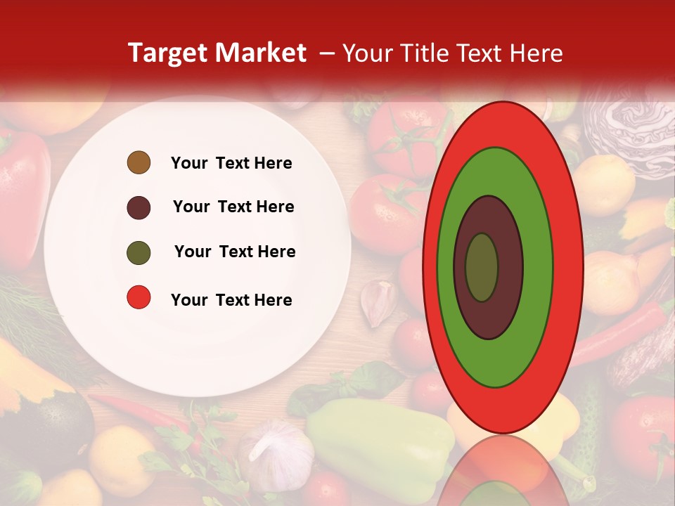 A White Plate Surrounded By Many Different Types Of Vegetables PowerPoint Template