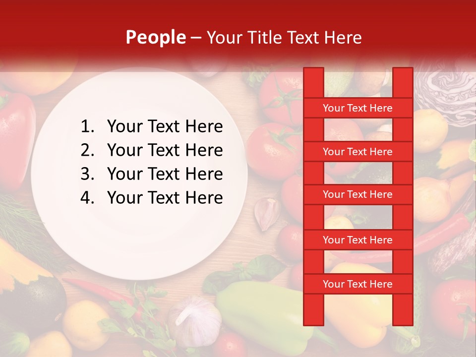 A White Plate Surrounded By Many Different Types Of Vegetables PowerPoint Template