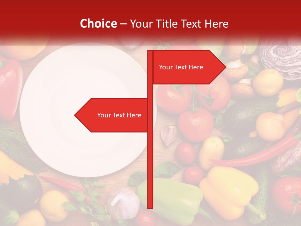 A White Plate Surrounded By Many Different Types Of Vegetables PowerPoint Template