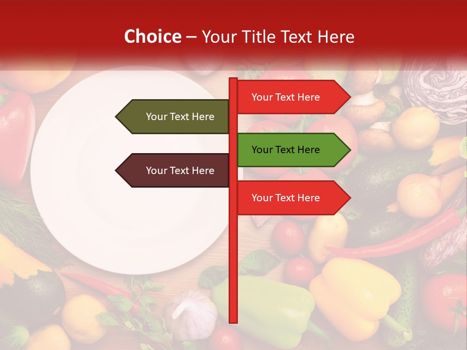 A White Plate Surrounded By Many Different Types Of Vegetables PowerPoint Template