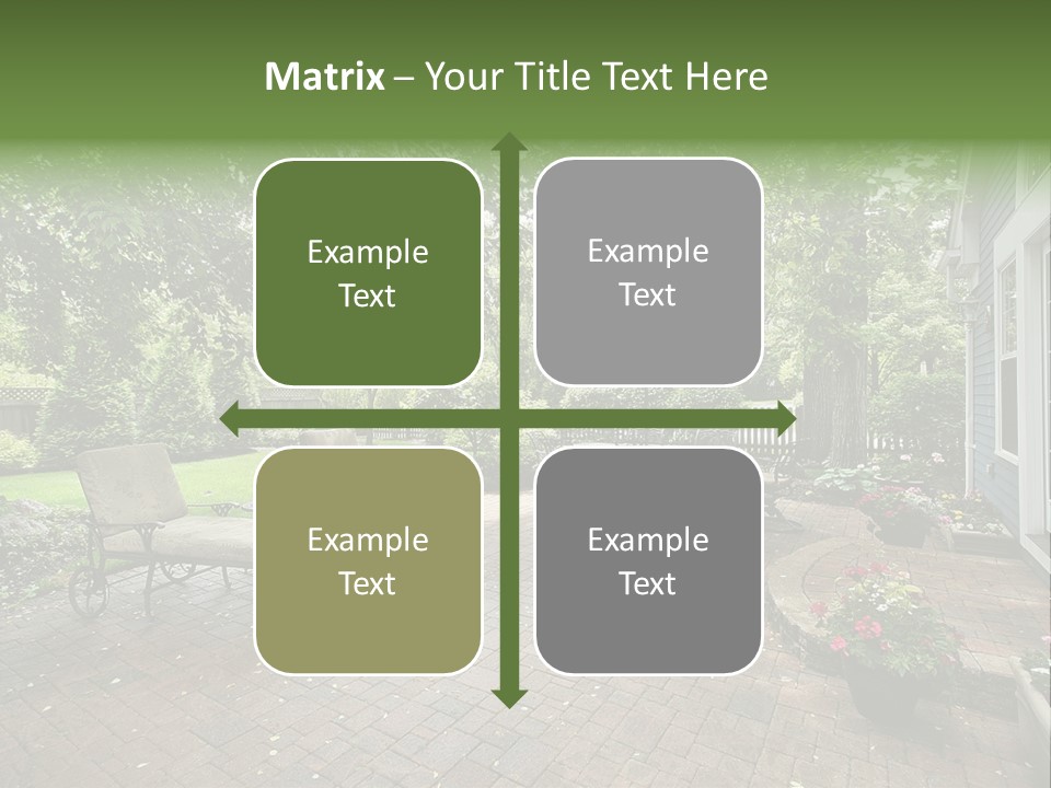 A Brick Patio With Chairs And An Umbrella PowerPoint Template