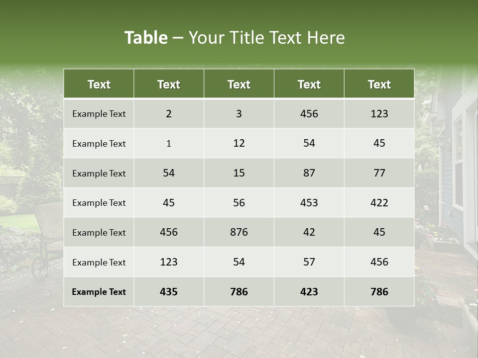 A Brick Patio With Chairs And An Umbrella PowerPoint Template