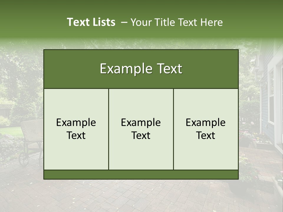 A Brick Patio With Chairs And An Umbrella PowerPoint Template