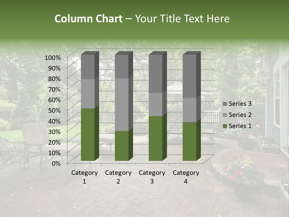 A Brick Patio With Chairs And An Umbrella PowerPoint Template