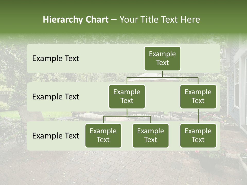 A Brick Patio With Chairs And An Umbrella PowerPoint Template