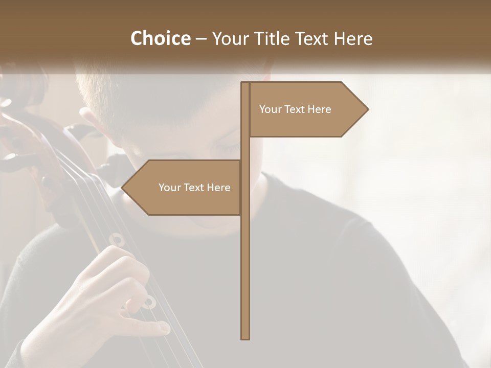 A Young Boy Playing A Violin In Front Of A Window PowerPoint Template