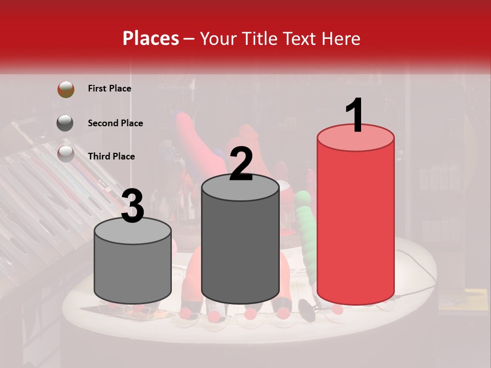 A Display Case Filled With Lots Of Different Colored Items PowerPoint Template