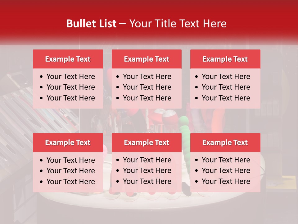 A Display Case Filled With Lots Of Different Colored Items PowerPoint Template