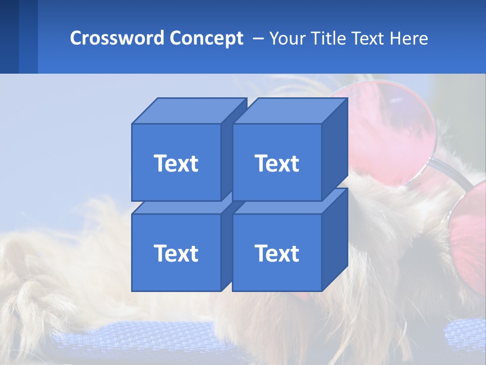 A Dog With Pink Sunglasses Laying On Top Of A Blue Blanket PowerPoint Template