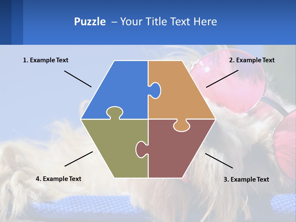 A Dog With Pink Sunglasses Laying On Top Of A Blue Blanket PowerPoint Template
