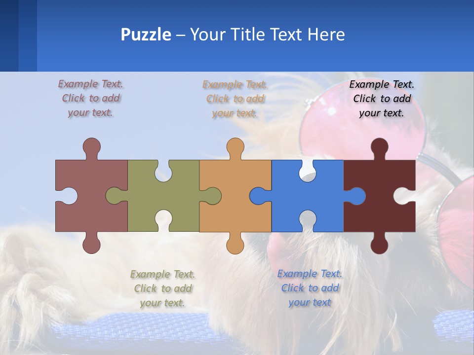 A Dog With Pink Sunglasses Laying On Top Of A Blue Blanket PowerPoint Template