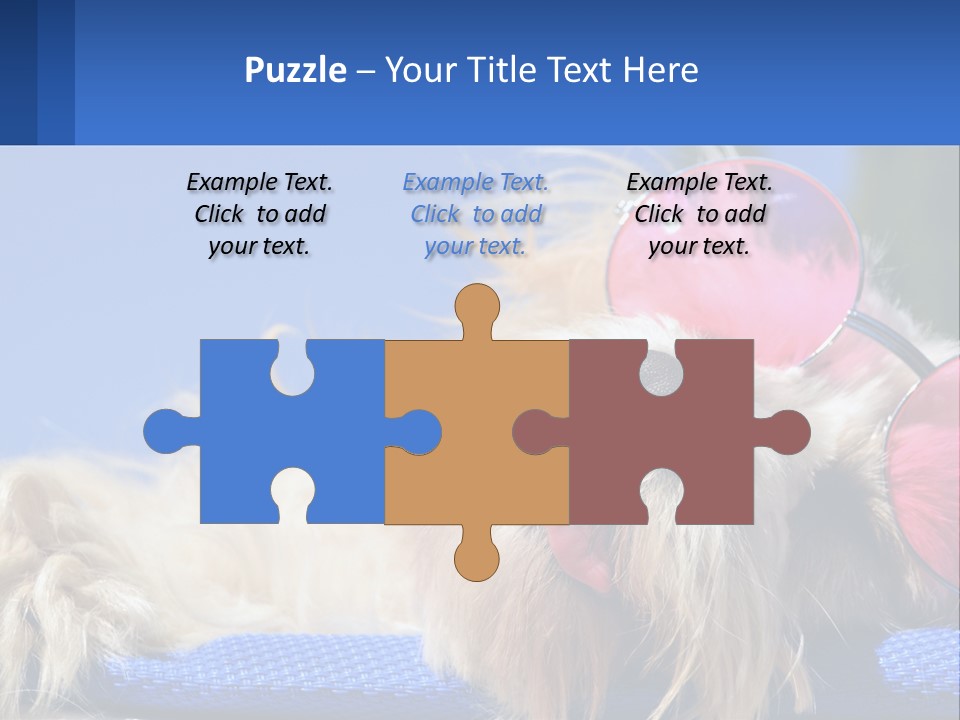 A Dog With Pink Sunglasses Laying On Top Of A Blue Blanket PowerPoint Template