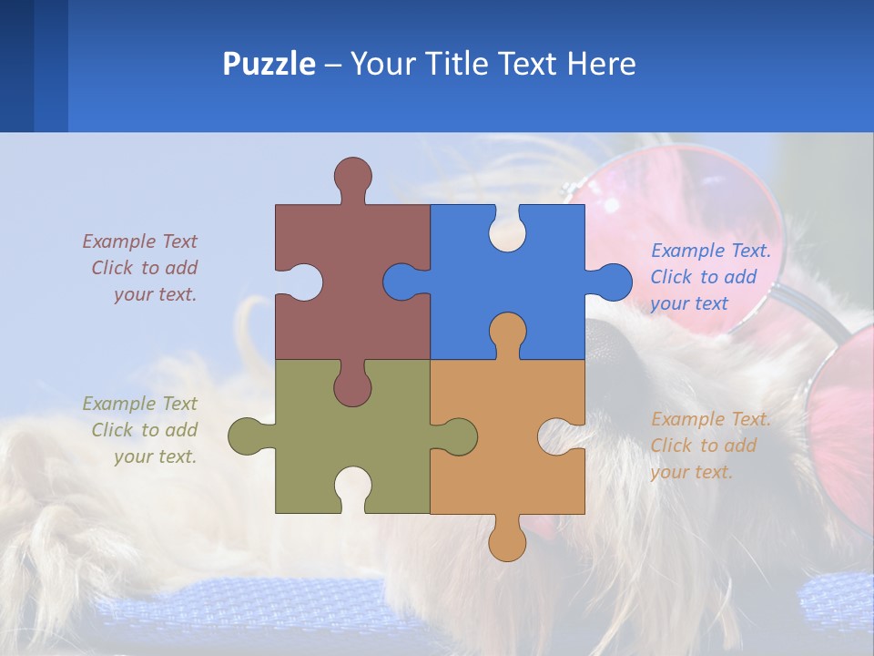 A Dog With Pink Sunglasses Laying On Top Of A Blue Blanket PowerPoint Template
