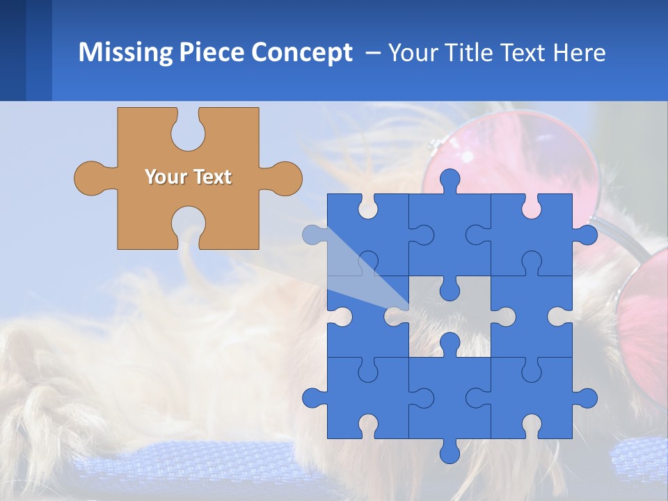 A Dog With Pink Sunglasses Laying On Top Of A Blue Blanket PowerPoint Template