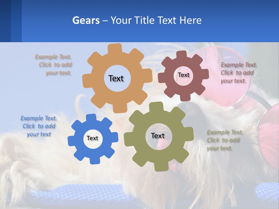 A Dog With Pink Sunglasses Laying On Top Of A Blue Blanket PowerPoint Template