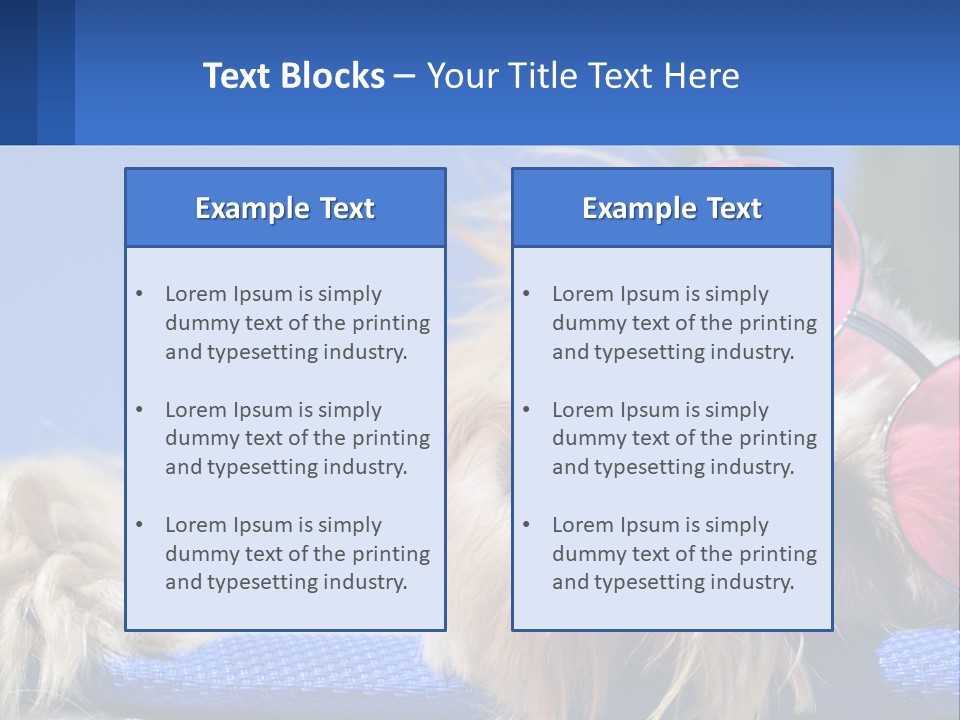 A Dog With Pink Sunglasses Laying On Top Of A Blue Blanket PowerPoint Template