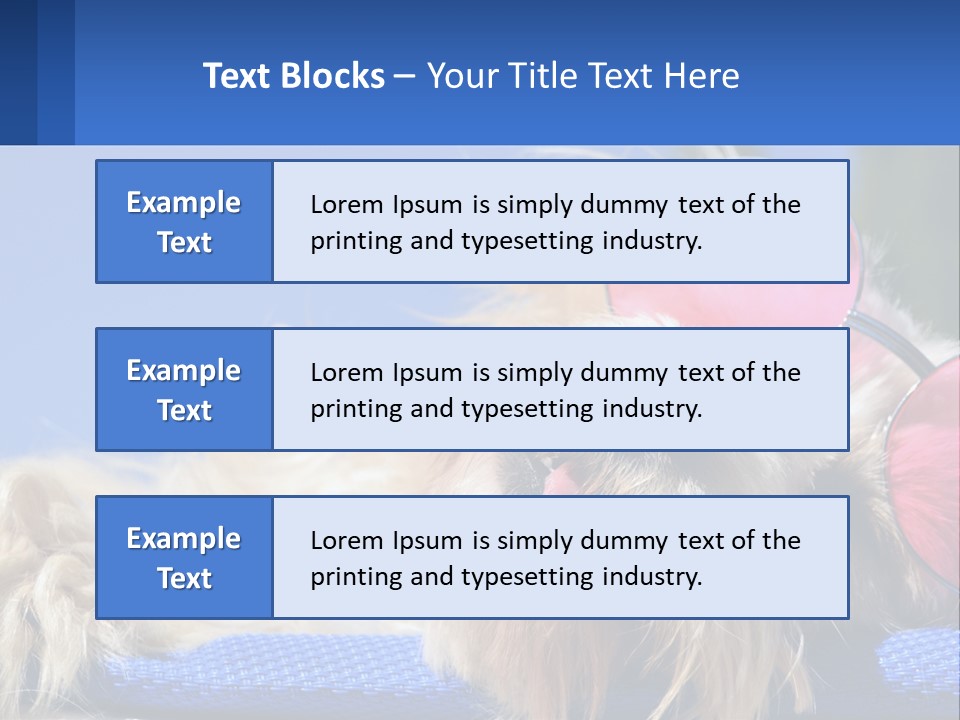 A Dog With Pink Sunglasses Laying On Top Of A Blue Blanket PowerPoint Template