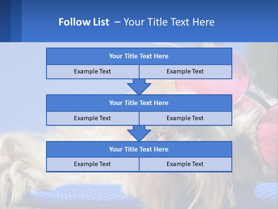 A Dog With Pink Sunglasses Laying On Top Of A Blue Blanket PowerPoint Template