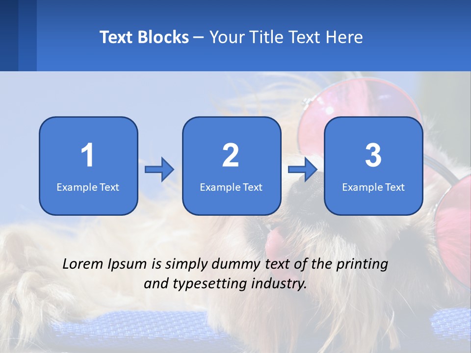 A Dog With Pink Sunglasses Laying On Top Of A Blue Blanket PowerPoint Template