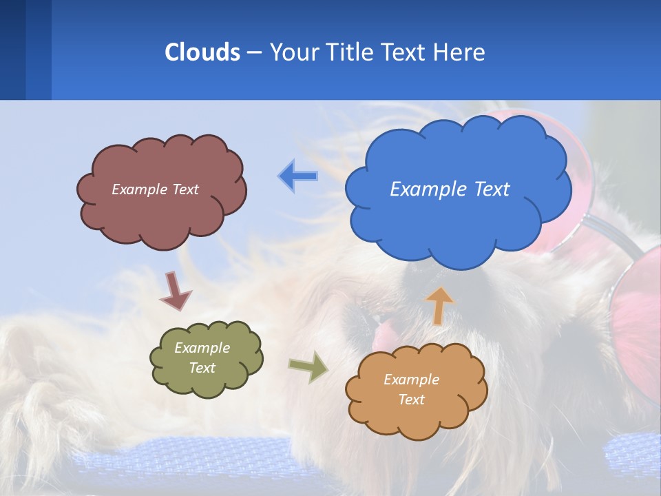 A Dog With Pink Sunglasses Laying On Top Of A Blue Blanket PowerPoint Template