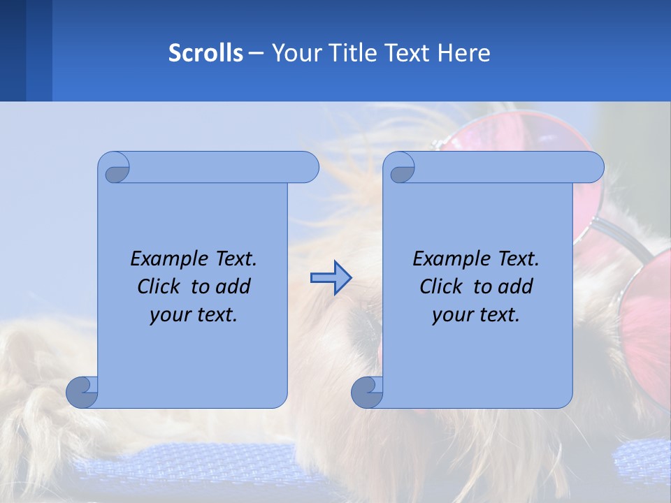 A Dog With Pink Sunglasses Laying On Top Of A Blue Blanket PowerPoint Template