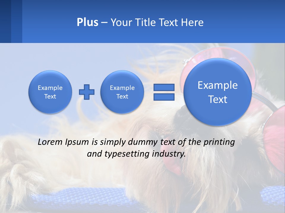 A Dog With Pink Sunglasses Laying On Top Of A Blue Blanket PowerPoint Template