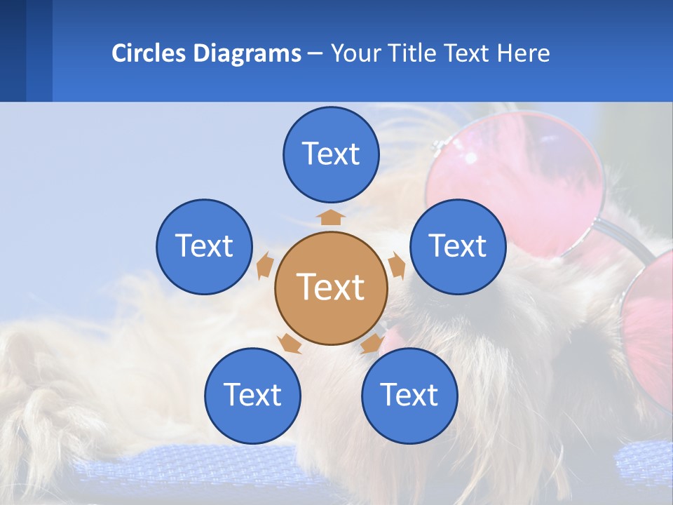 A Dog With Pink Sunglasses Laying On Top Of A Blue Blanket PowerPoint Template
