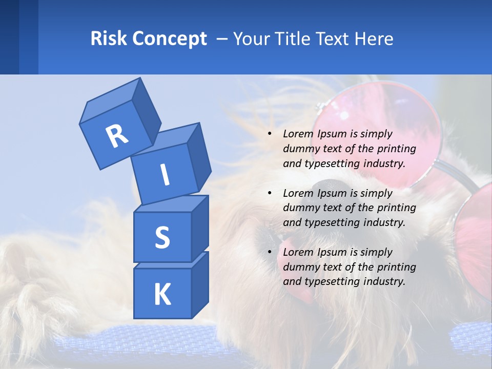 A Dog With Pink Sunglasses Laying On Top Of A Blue Blanket PowerPoint Template