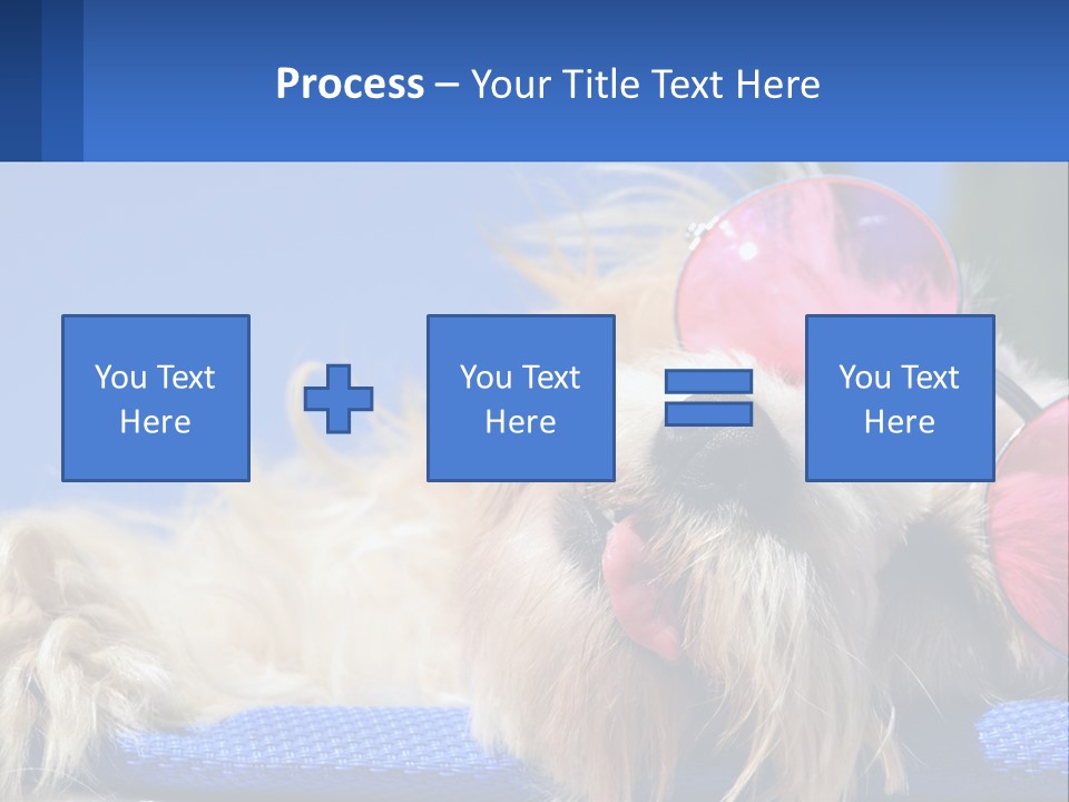 A Dog With Pink Sunglasses Laying On Top Of A Blue Blanket PowerPoint Template