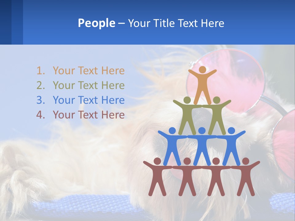 A Dog With Pink Sunglasses Laying On Top Of A Blue Blanket PowerPoint Template