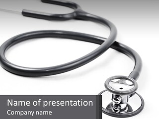 A Medical Stethoscope On A White Surface PowerPoint Template