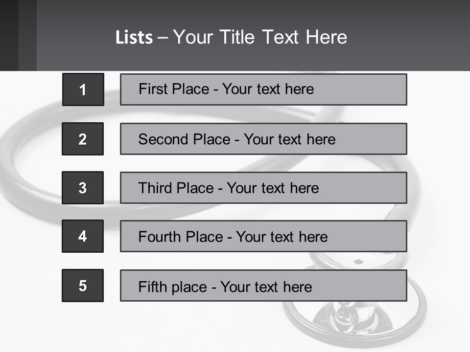 A Medical Stethoscope On A White Surface PowerPoint Template