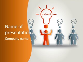 A Group Of People Standing In Front Of A Light Bulb PowerPoint Template