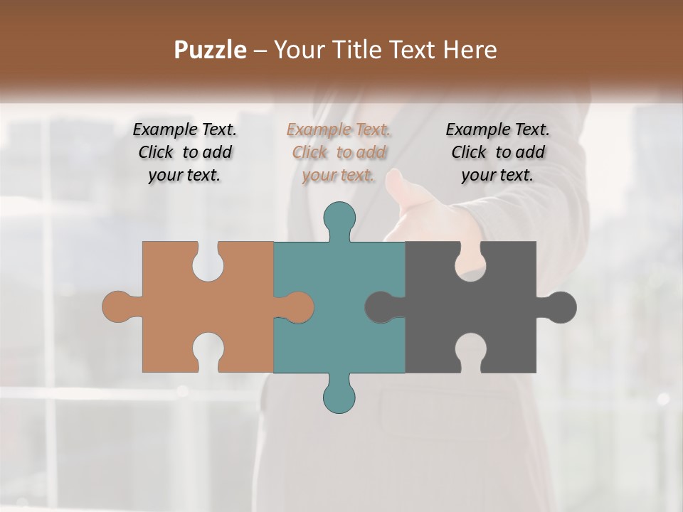 A Woman In A Business Suit Holding Out Her Hand PowerPoint Template