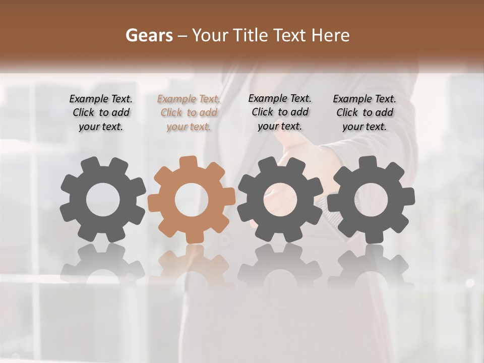 A Woman In A Business Suit Holding Out Her Hand PowerPoint Template