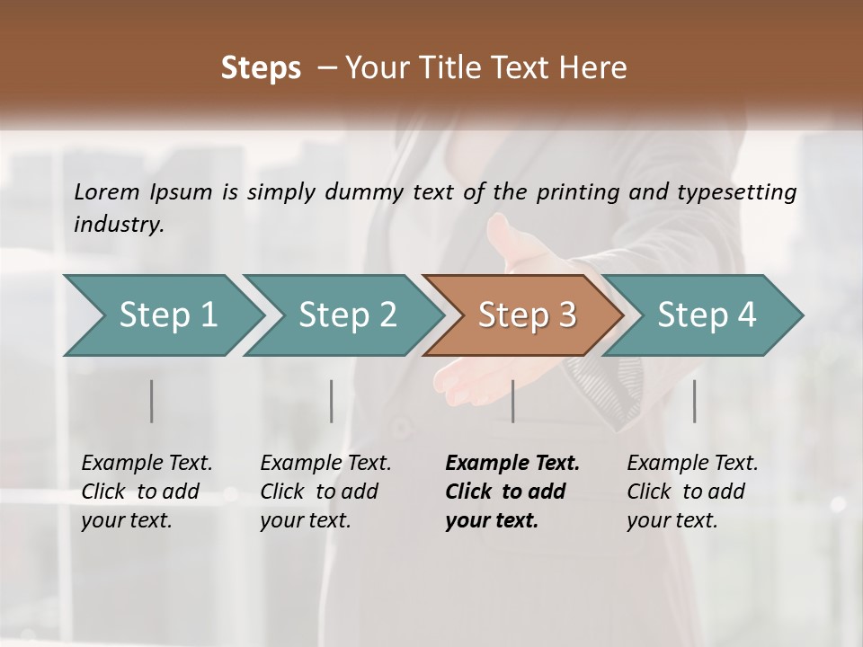 A Woman In A Business Suit Holding Out Her Hand PowerPoint Template