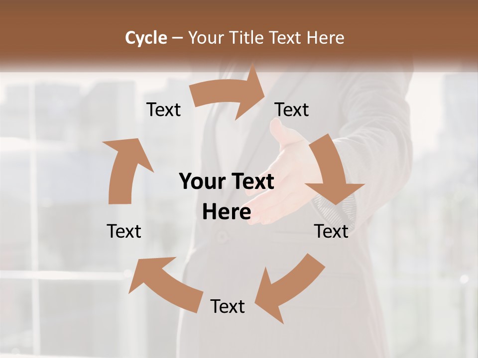 A Woman In A Business Suit Holding Out Her Hand PowerPoint Template