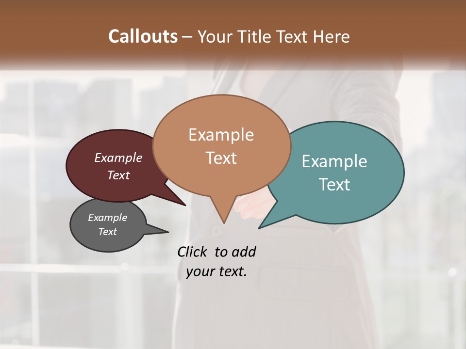 A Woman In A Business Suit Holding Out Her Hand PowerPoint Template