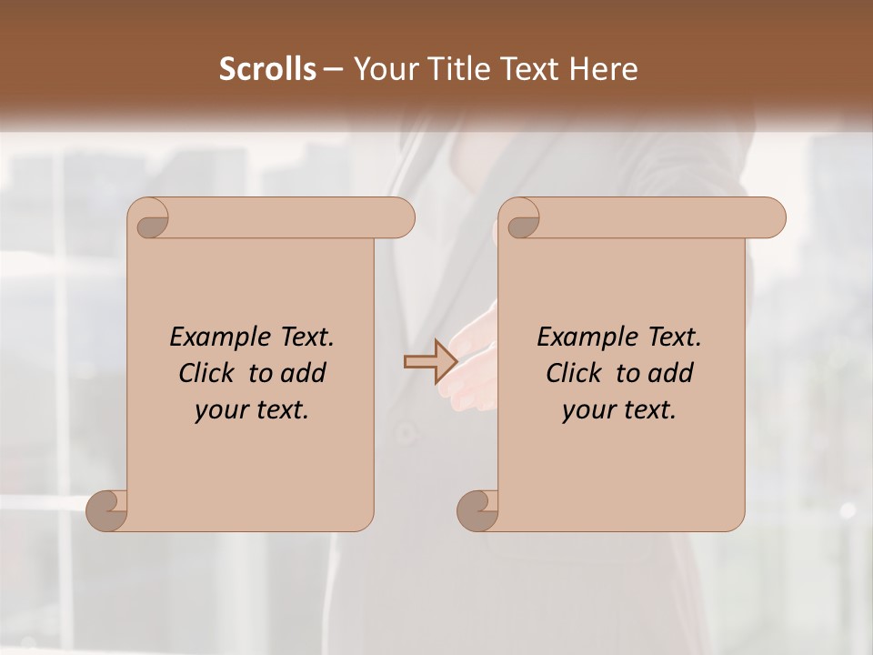A Woman In A Business Suit Holding Out Her Hand PowerPoint Template